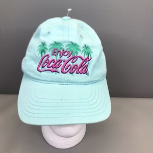 Enjoy Coca Cola Baseball Cap Light Blue Pink Palm Trees Unisex OS Hat Adjustable
